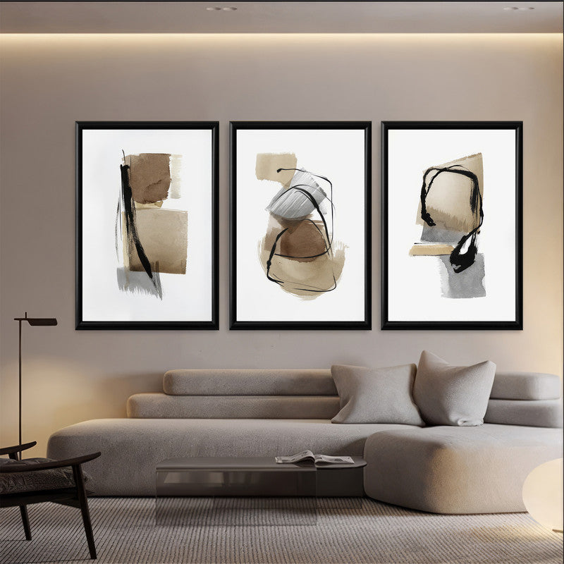 LuxuryStroke's Modern Abstract Canvas Painting, Abstract Acrylic Portraitand Abstract Acrylic Art - Abstract Art - Set Of 3 Paintings
