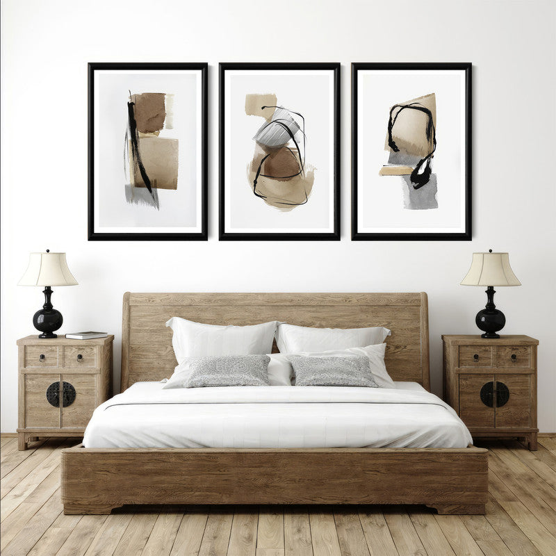 LuxuryStroke's Modern Abstract Canvas Painting, Abstract Acrylic Portraitand Abstract Acrylic Art - Abstract Art - Set Of 3 Paintings