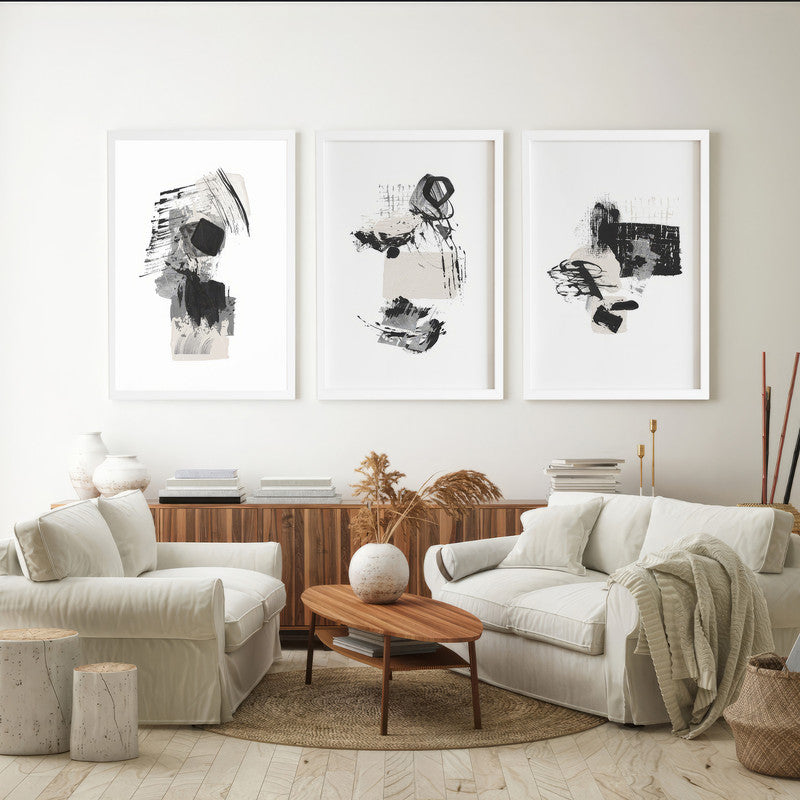 LuxuryStroke's Abstract Acrylic Artwork, Abstract Acrylic Painting Landscapeand Acrylic Art Abstract - Minimalistic Abstract Art - Set Of 3 Paintings