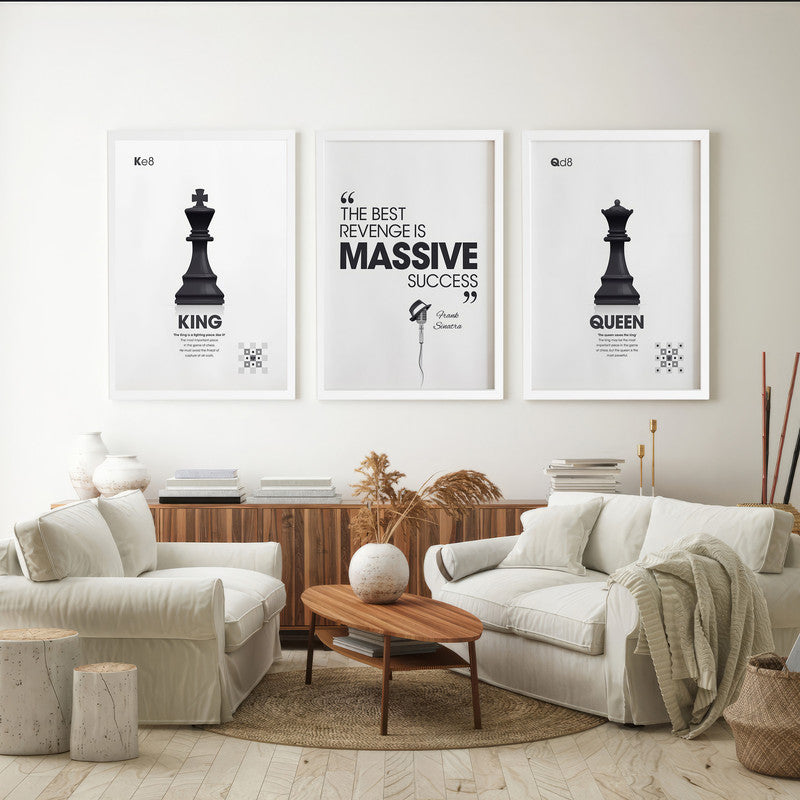LuxuryStroke's Motivation Painting Quotes, Painting Motivational Quotesand Inspirational Art Paintings - Motivation Art - Set Of 3 Chess Paintings
