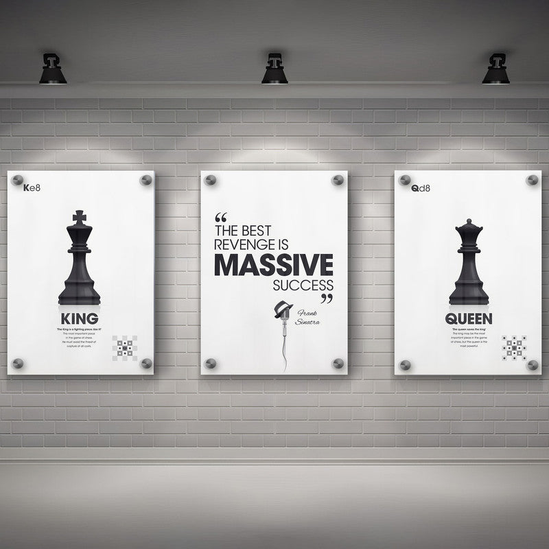 LuxuryStroke's Motivation Painting Quotes, Painting Motivational Quotesand Inspirational Art Paintings - Motivation Art - Set Of 3 Chess Paintings