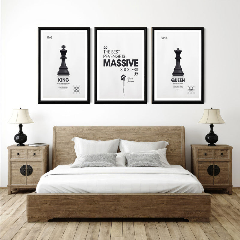 LuxuryStroke's Motivation Painting Quotes, Painting Motivational Quotesand Inspirational Art Paintings - Motivation Art - Set Of 3 Chess Paintings