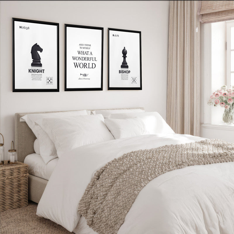 LuxuryStroke's Motivation Paintings With Quotes, Inspirational Art Paintingsand Motivation Painting Quotes - Motivation Art - Set Of 3 Chess Paintings
