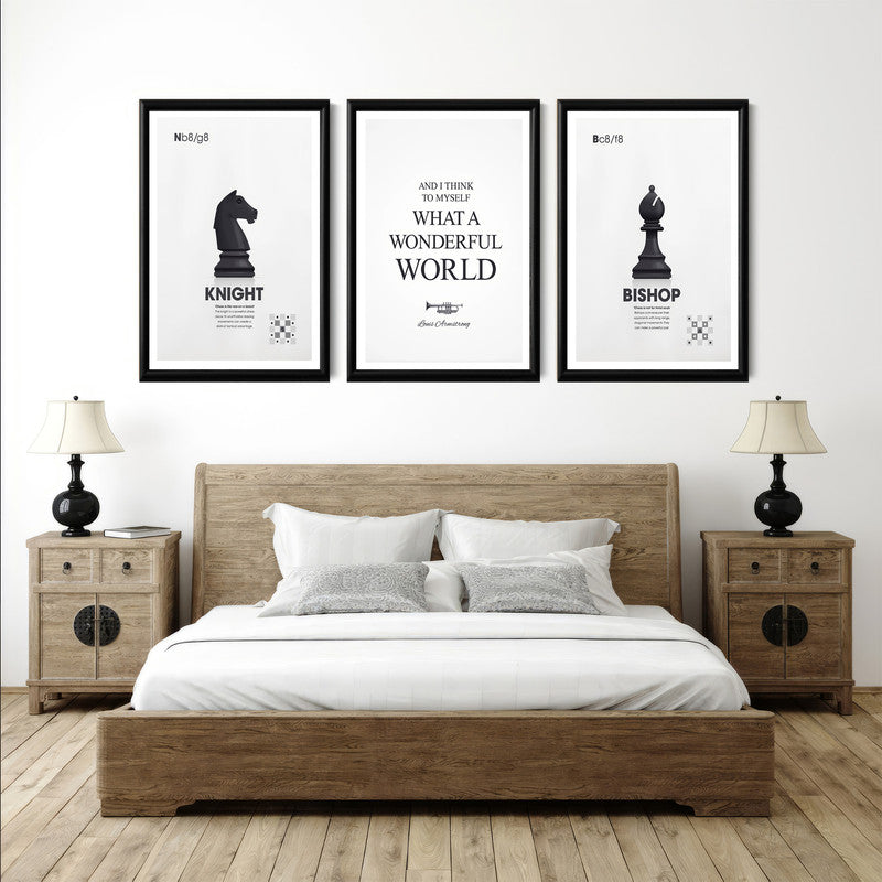 LuxuryStroke's Motivation Paintings With Quotes, Inspirational Art Paintingsand Motivation Painting Quotes - Motivation Art - Set Of 3 Chess Paintings