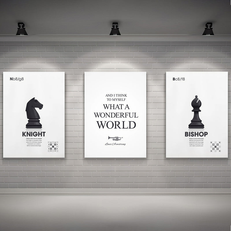 LuxuryStroke's Motivation Paintings With Quotes, Inspirational Art Paintingsand Motivation Painting Quotes - Motivation Art - Set Of 3 Chess Paintings