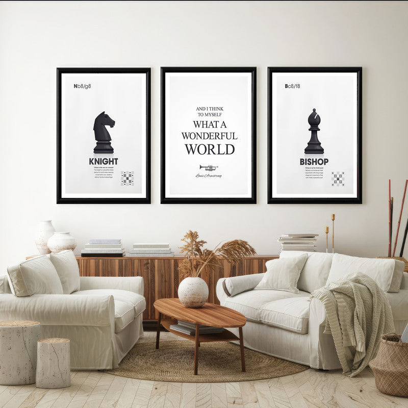 LuxuryStroke's Motivation Paintings With Quotes, Inspirational Art Paintingsand Motivation Painting Quotes - Motivation Art - Set Of 3 Chess Paintings