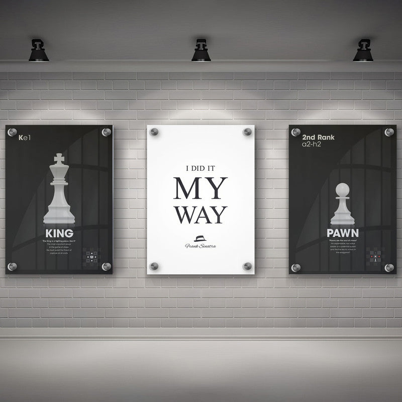 LuxuryStroke's Motivation Paintings With Quotes, Inspirational Art Paintingsand Motivation Painting Quotes - Motivation Art - Set Of 3 Chess Paintings