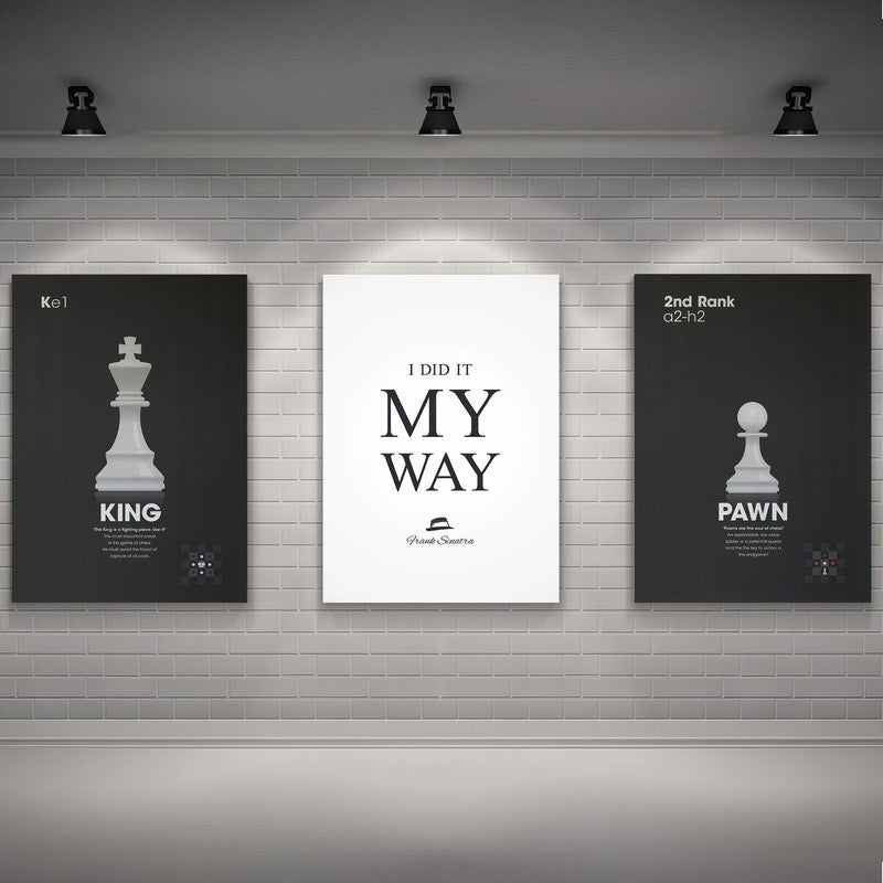 LuxuryStroke's Motivation Paintings With Quotes, Inspirational Art Paintingsand Motivation Painting Quotes - Motivation Art - Set Of 3 Chess Paintings