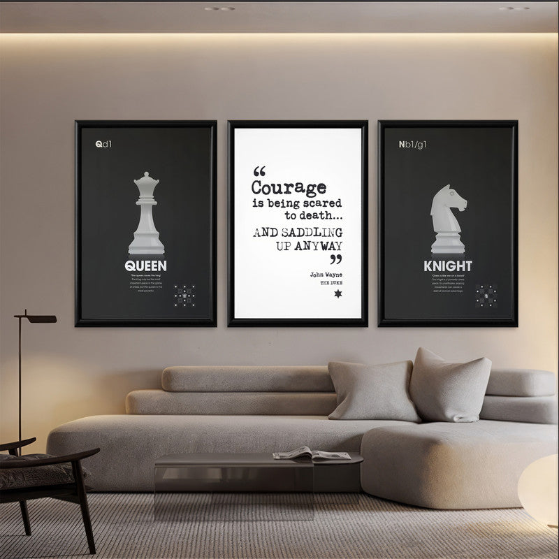 LuxuryStroke's Motivation Paintings With Quotes, Inspirational Art Paintingsand Motivation Painting Quotes - Motivation Art - Set Of 3 Chess Paintings