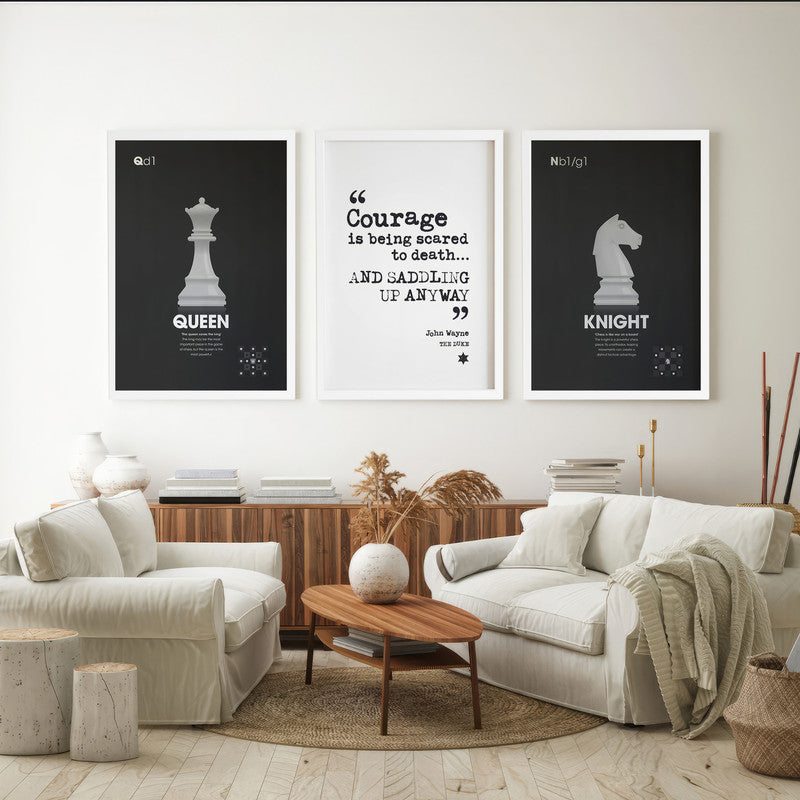 LuxuryStroke's Motivation Paintings With Quotes, Inspirational Art Paintingsand Motivation Painting Quotes - Motivation Art - Set Of 3 Chess Paintings