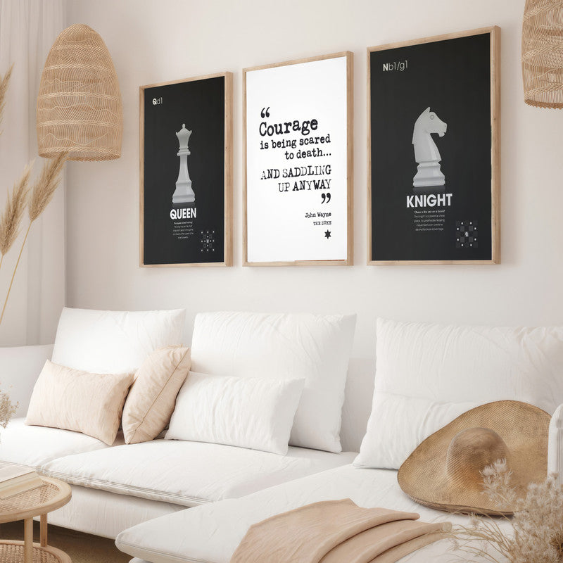 LuxuryStroke's Motivation Paintings With Quotes, Inspirational Art Paintingsand Motivation Painting Quotes - Motivation Art - Set Of 3 Chess Paintings