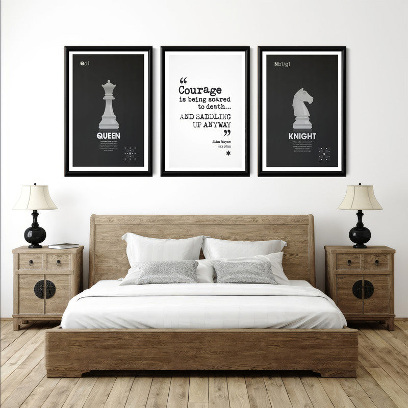 LuxuryStroke's Motivation Paintings With Quotes, Inspirational Art Paintingsand Motivation Painting Quotes - Motivation Art - Set Of 3 Chess Paintings