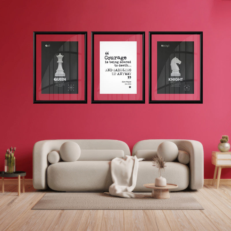 LuxuryStroke's Motivation Paintings With Quotes, Inspirational Art Paintingsand Motivation Painting Quotes - Motivation Art - Set Of 3 Chess Paintings