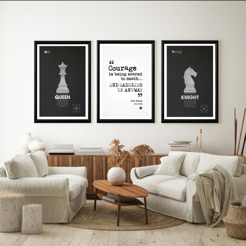LuxuryStroke's Motivation Paintings With Quotes, Inspirational Art Paintingsand Motivation Painting Quotes - Motivation Art - Set Of 3 Chess Paintings