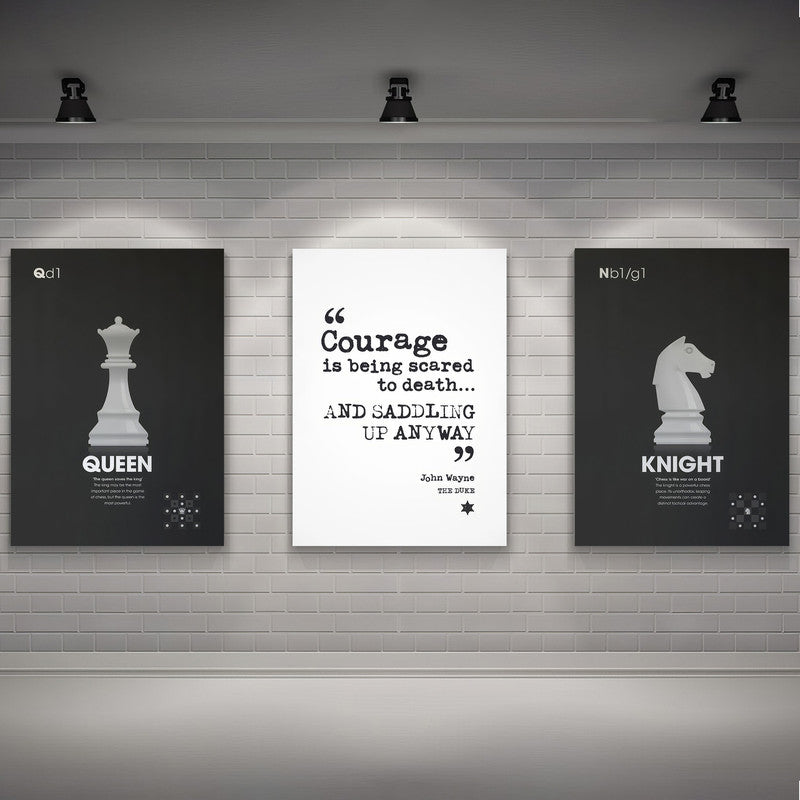 LuxuryStroke's Motivation Paintings With Quotes, Inspirational Art Paintingsand Motivation Painting Quotes - Motivation Art - Set Of 3 Chess Paintings