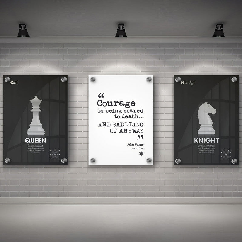 LuxuryStroke's Motivation Paintings With Quotes, Inspirational Art Paintingsand Motivation Painting Quotes - Motivation Art - Set Of 3 Chess Paintings