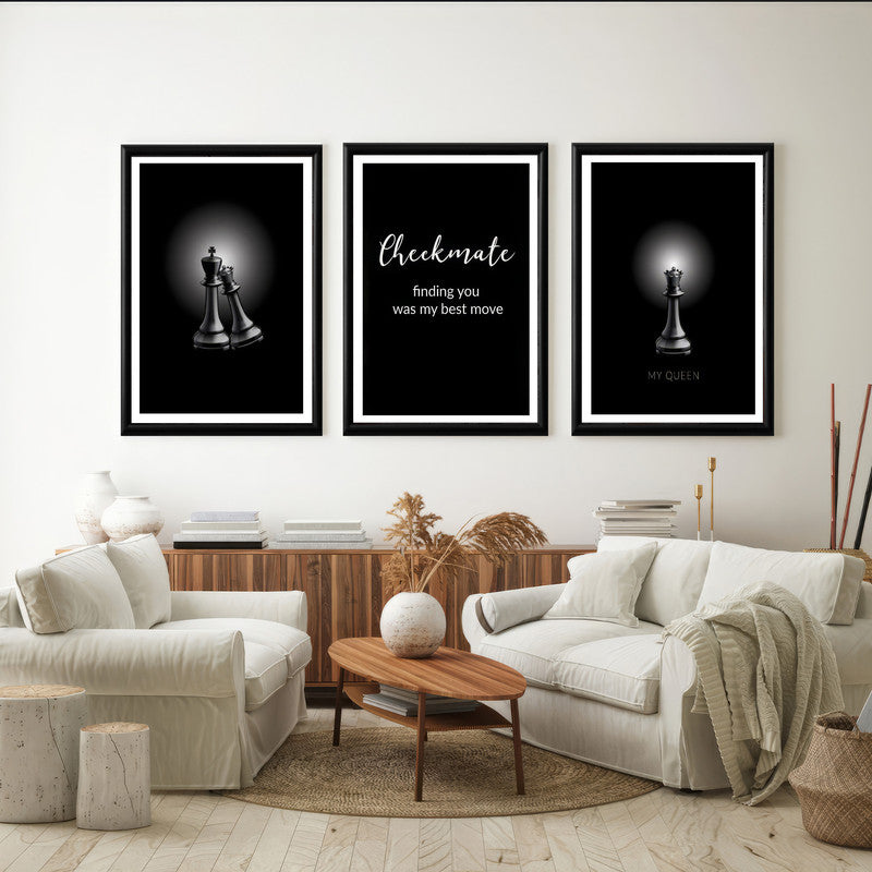 LuxuryStroke's Motivation Paintings With Quotes, Inspirational Art Paintingsand Best Inspirational Paintings - Motivation Art - Set Of 3 Chess Paintings