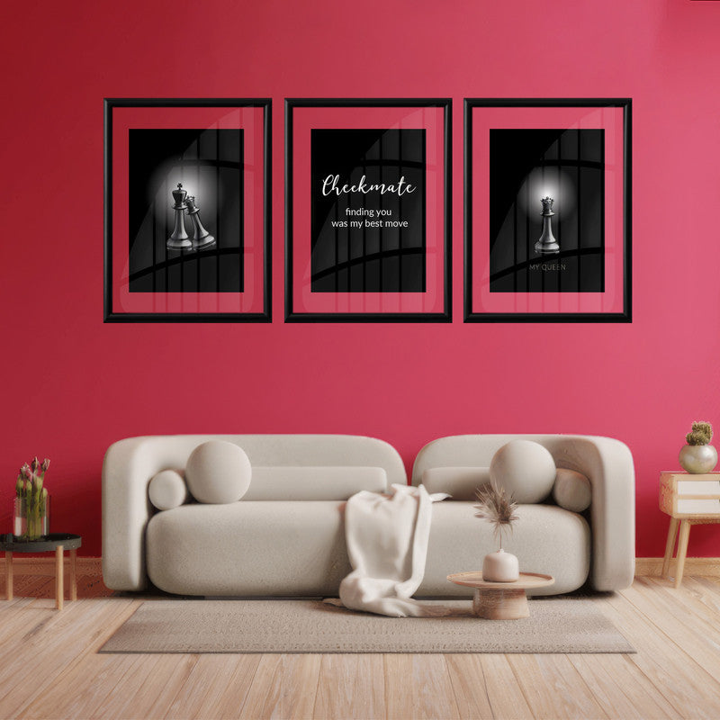 LuxuryStroke's Motivation Paintings With Quotes, Inspirational Art Paintingsand Best Inspirational Paintings - Motivation Art - Set Of 3 Chess Paintings