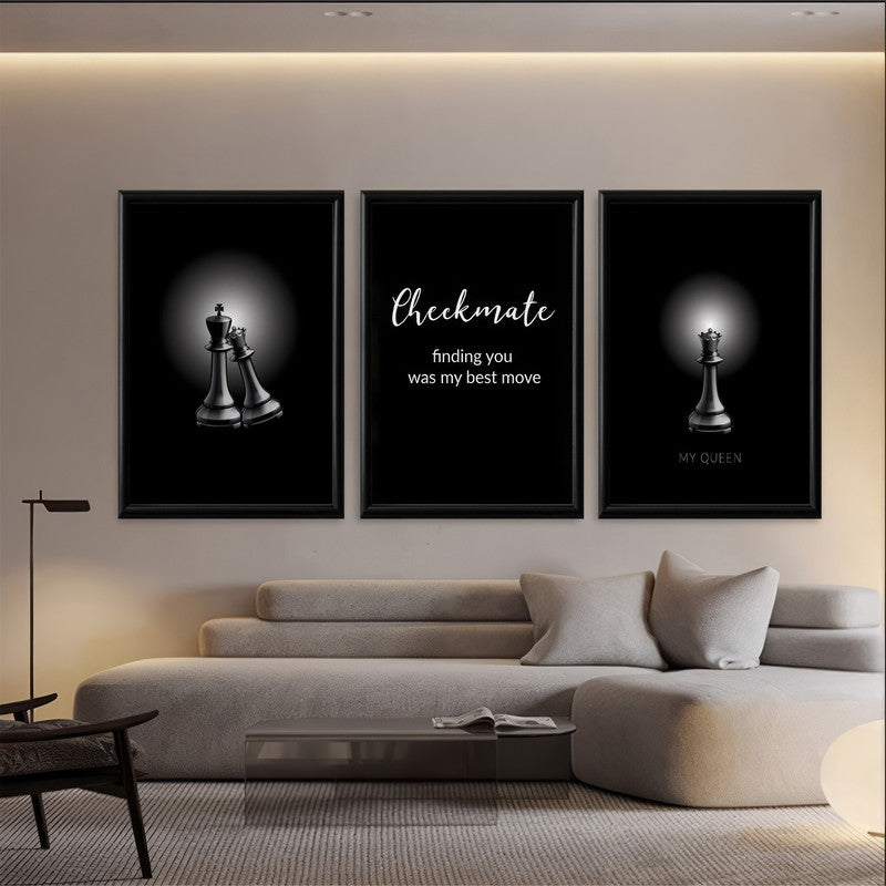 LuxuryStroke's Motivation Paintings With Quotes, Inspirational Art Paintingsand Best Inspirational Paintings - Motivation Art - Set Of 3 Chess Paintings