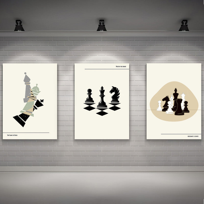 LuxuryStroke's Best Inspirational Paintings, Inspirational Art Paintingsand Best Inspirational Paintings - Motivation Art - Set Of 3 Chess Paintings