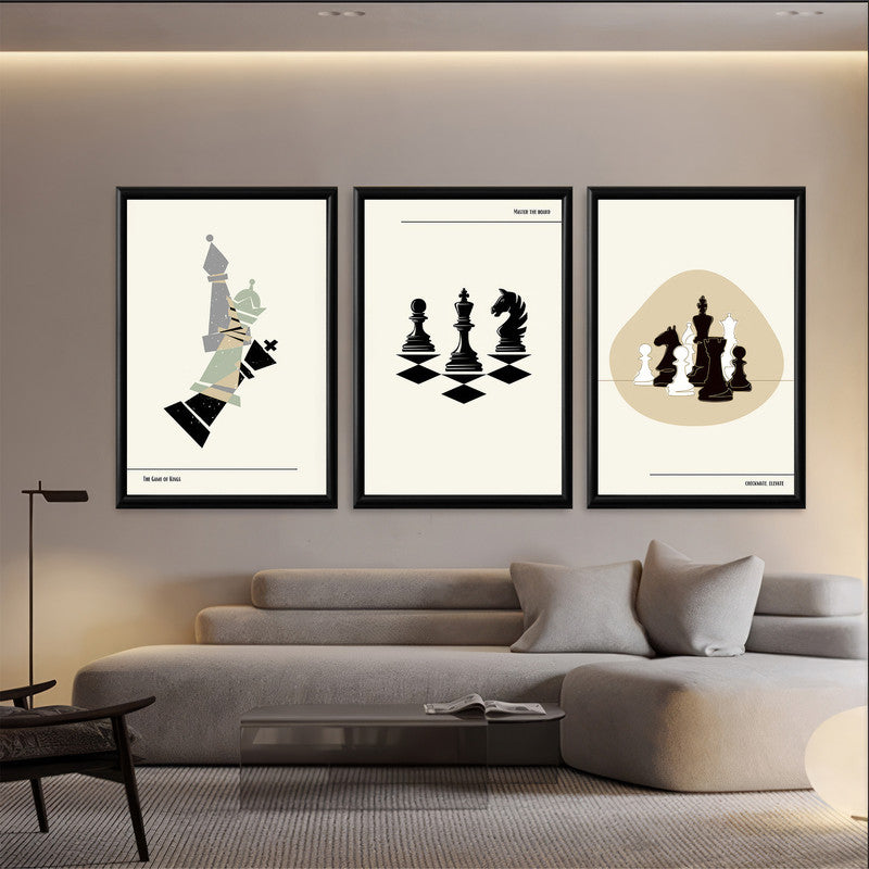 LuxuryStroke's Best Inspirational Paintings, Inspirational Art Paintingsand Best Inspirational Paintings - Motivation Art - Set Of 3 Chess Paintings