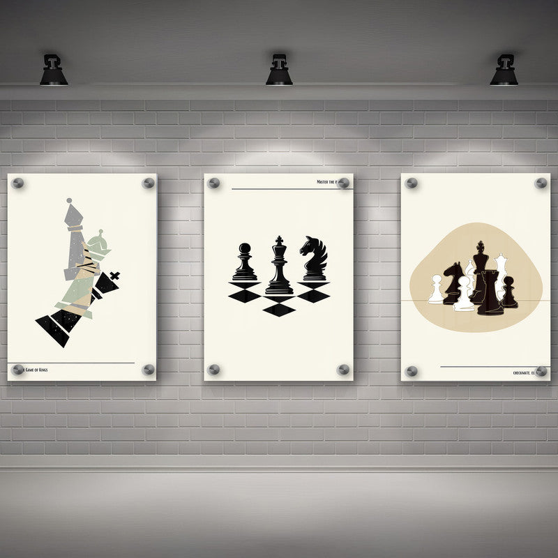 LuxuryStroke's Best Inspirational Paintings, Inspirational Art Paintingsand Best Inspirational Paintings - Motivation Art - Set Of 3 Chess Paintings
