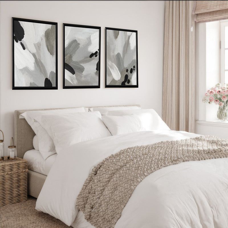 LuxuryStroke's Black White Modern Art, Abstract Acrylic Portraitand Abstract Acrylic - Abstract Art - Set Of 3 Abstract Paintings