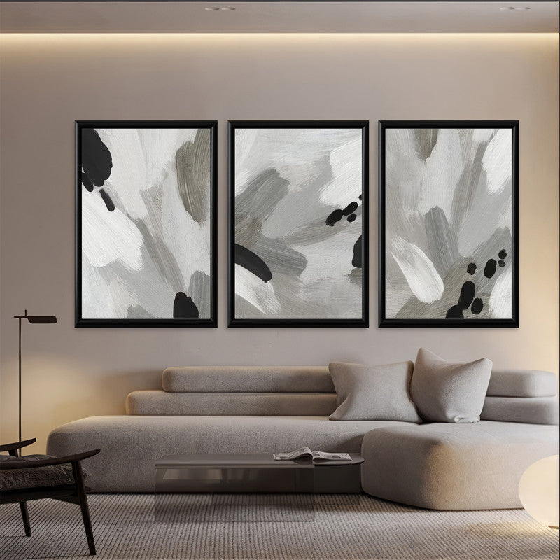 LuxuryStroke's Black White Modern Art, Abstract Acrylic Portraitand Abstract Acrylic - Abstract Art - Set Of 3 Abstract Paintings