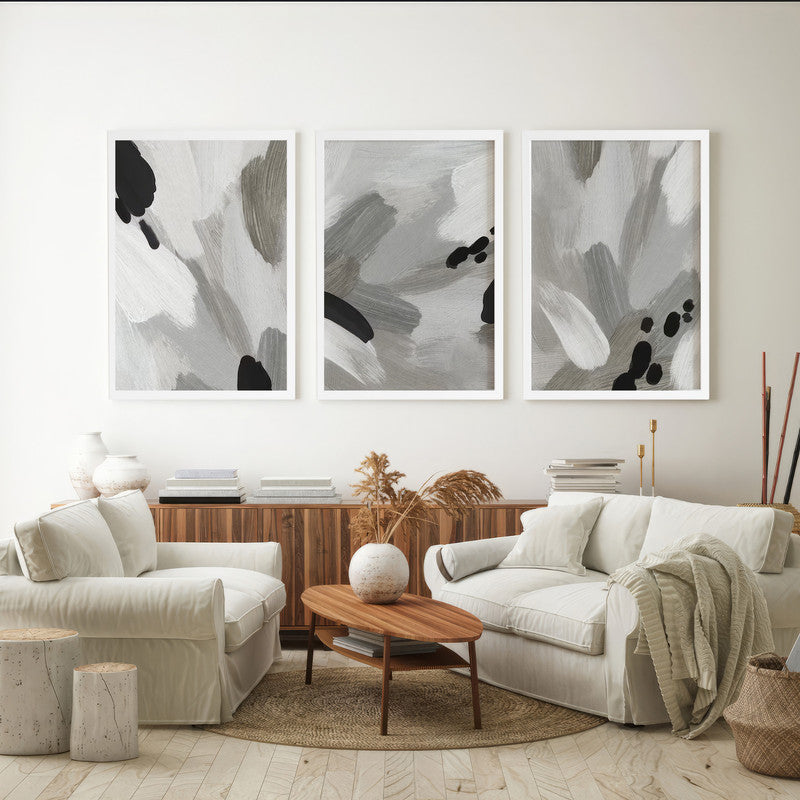 LuxuryStroke's Black White Modern Art, Abstract Acrylic Portraitand Abstract Acrylic - Abstract Art - Set Of 3 Abstract Paintings