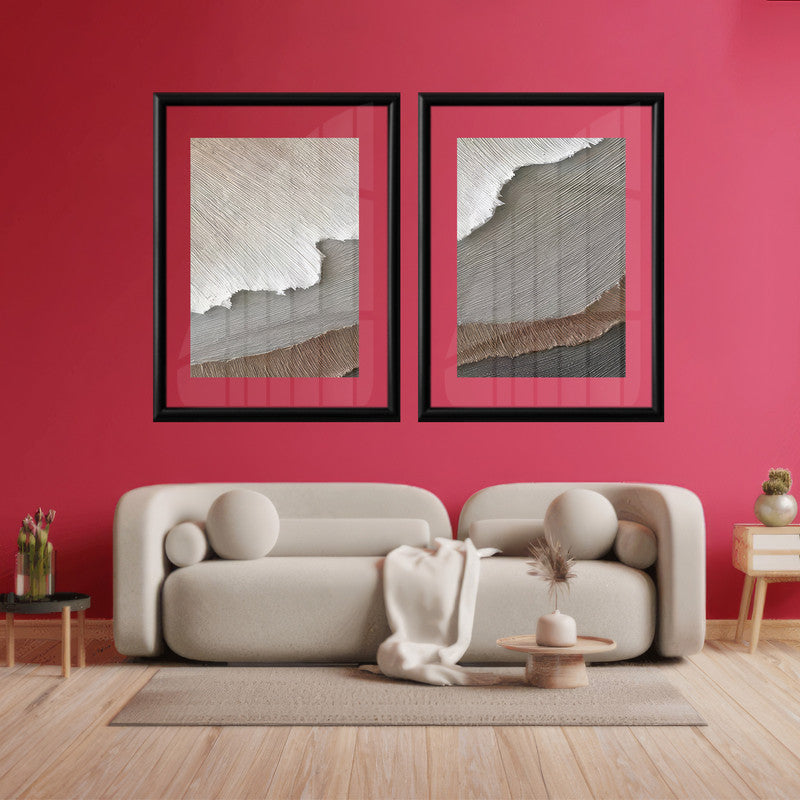 LuxuryStroke's Landscape Art, Beautiful Landscape Artand Scenery Art - Ocean Tranquility: Set Of 2 Serene Paintings