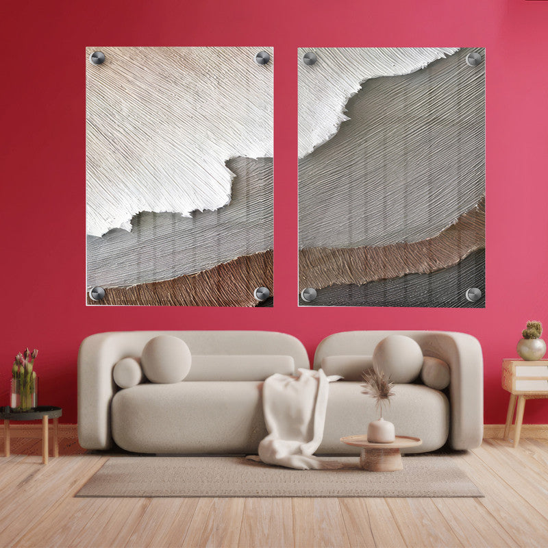 LuxuryStroke's Landscape Art, Beautiful Landscape Artand Scenery Art - Ocean Tranquility: Set Of 2 Serene Paintings