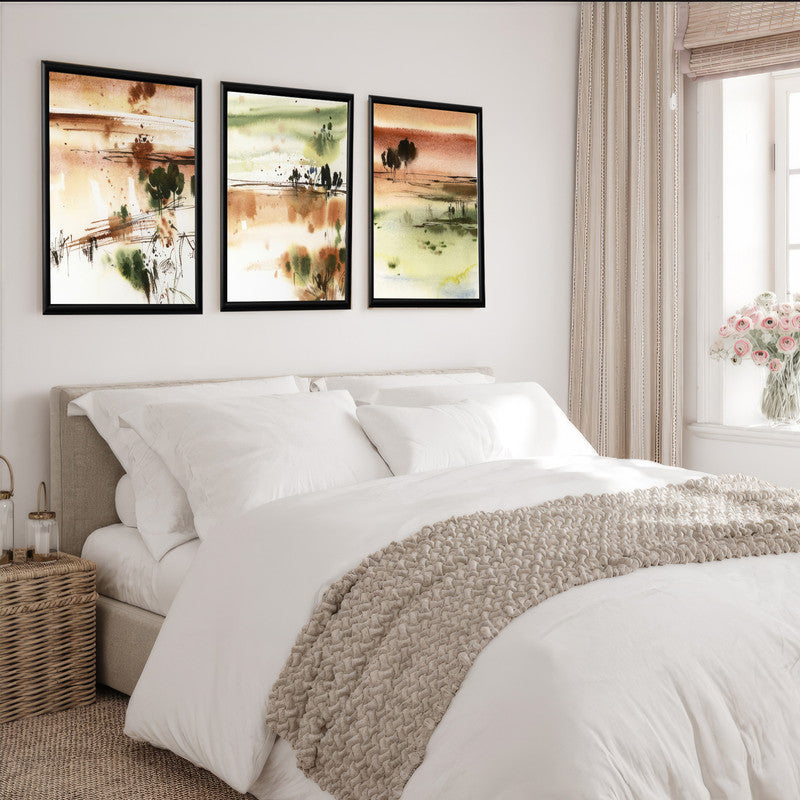 LuxuryStroke's Abstract Painting Sunset, Abstract Acrylic Portraitand Abstract Acrylic Art - Abstract Art - Set Of 3 Abstract Paintings