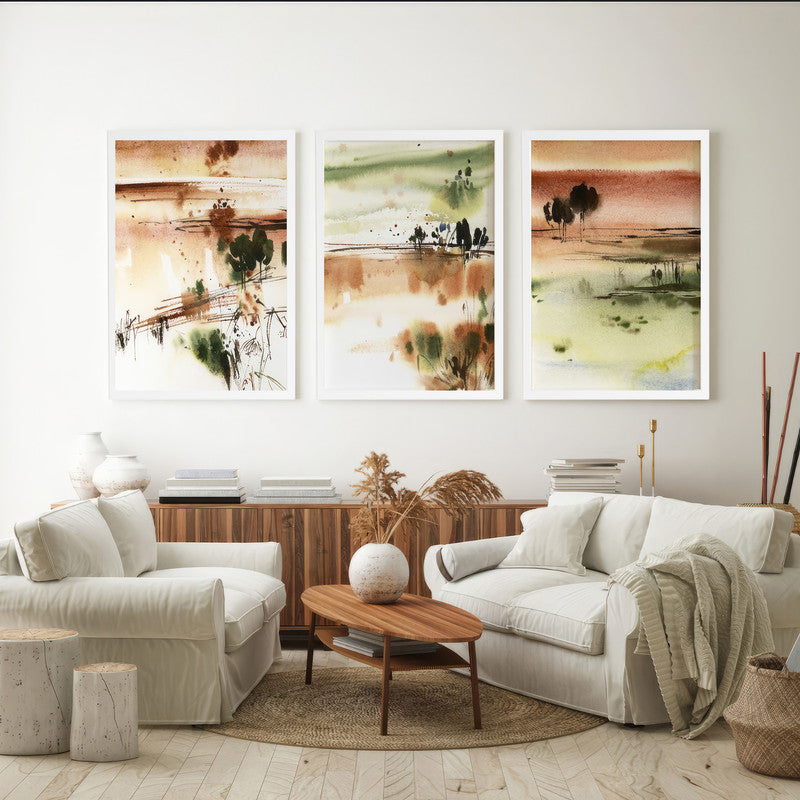 LuxuryStroke's Abstract Painting Sunset, Abstract Acrylic Portraitand Abstract Acrylic Art - Abstract Art - Set Of 3 Abstract Paintings