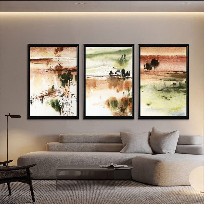 LuxuryStroke's Abstract Painting Sunset, Abstract Acrylic Portraitand Abstract Acrylic Art - Abstract Art - Set Of 3 Abstract Paintings