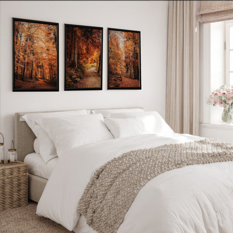 LuxuryStroke's Beautiful Landscape Art, Beautiful Art Paintings Of Natureand Landscape Painting Nature - Landscape Art - Set of 3 Autumn Forest Paintings
