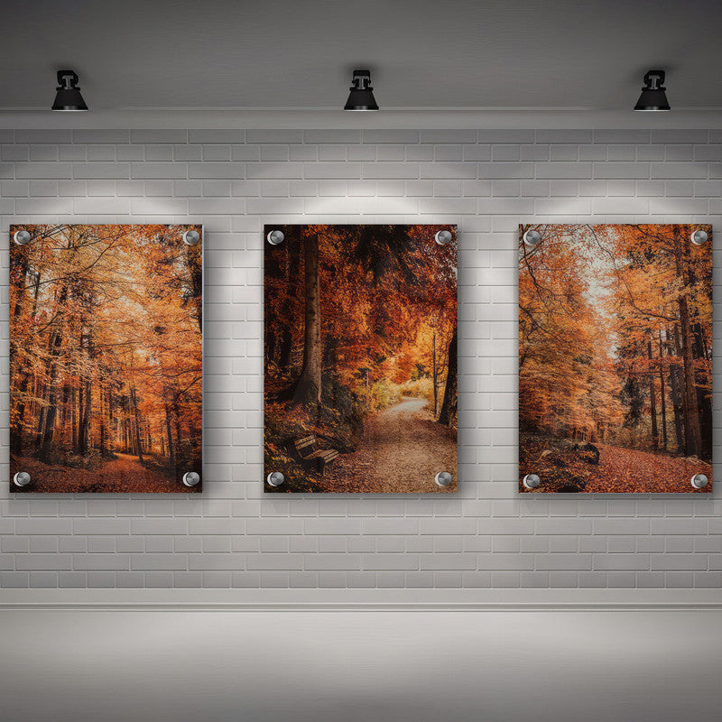 LuxuryStroke's Beautiful Landscape Art, Beautiful Art Paintings Of Natureand Landscape Painting Nature - Landscape Art - Set of 3 Autumn Forest Paintings