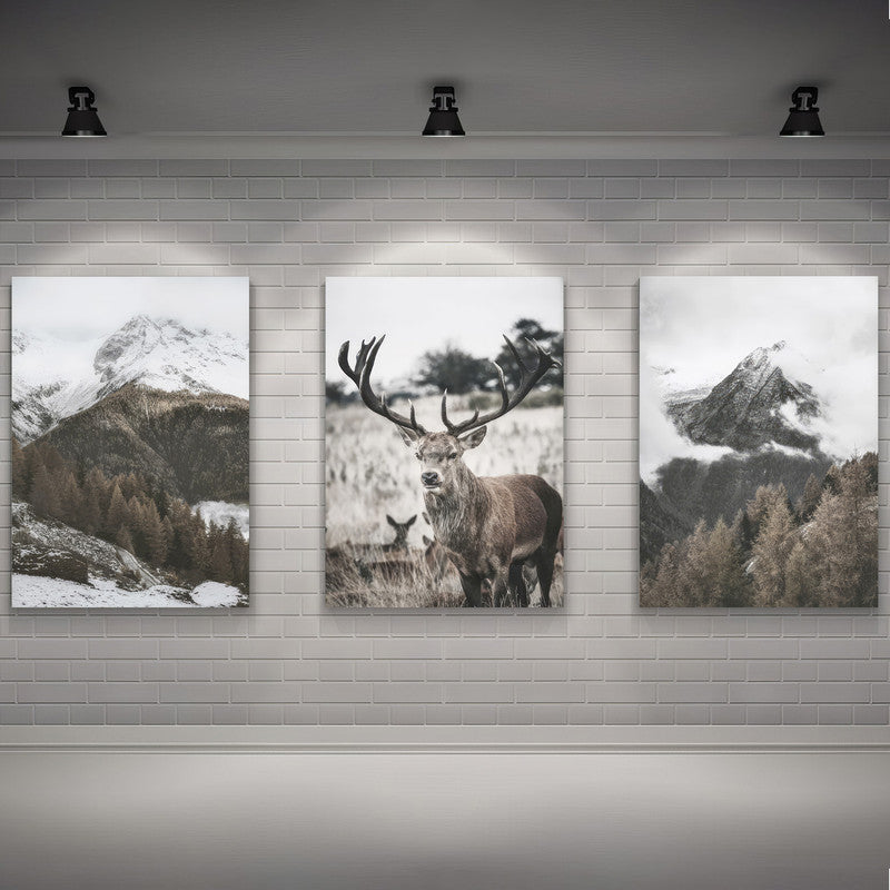 LuxuryStroke's Deer Artwork, Deer Art Paintingand Paintings Of Animals - Wildlife Art - Set of 3 Stag In Forest Paintings