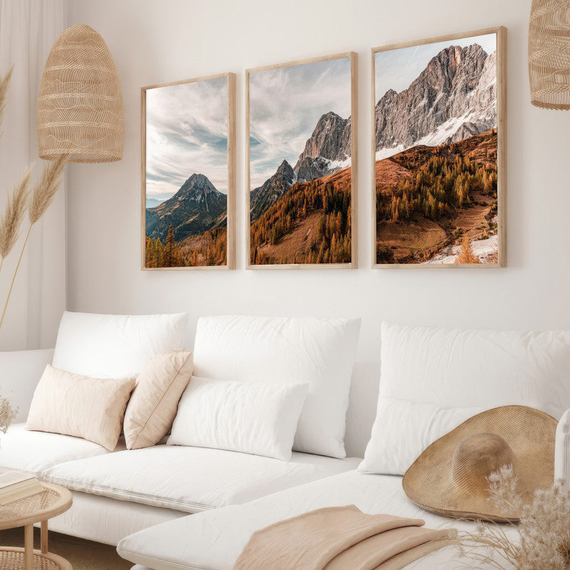 LuxuryStroke's Mountain Landscape Artwork, Nature Painting Landscapeand Acrylic Landscape Painting - Aesthetic Landscape Paintings - Mountain & Snow - Set of 3