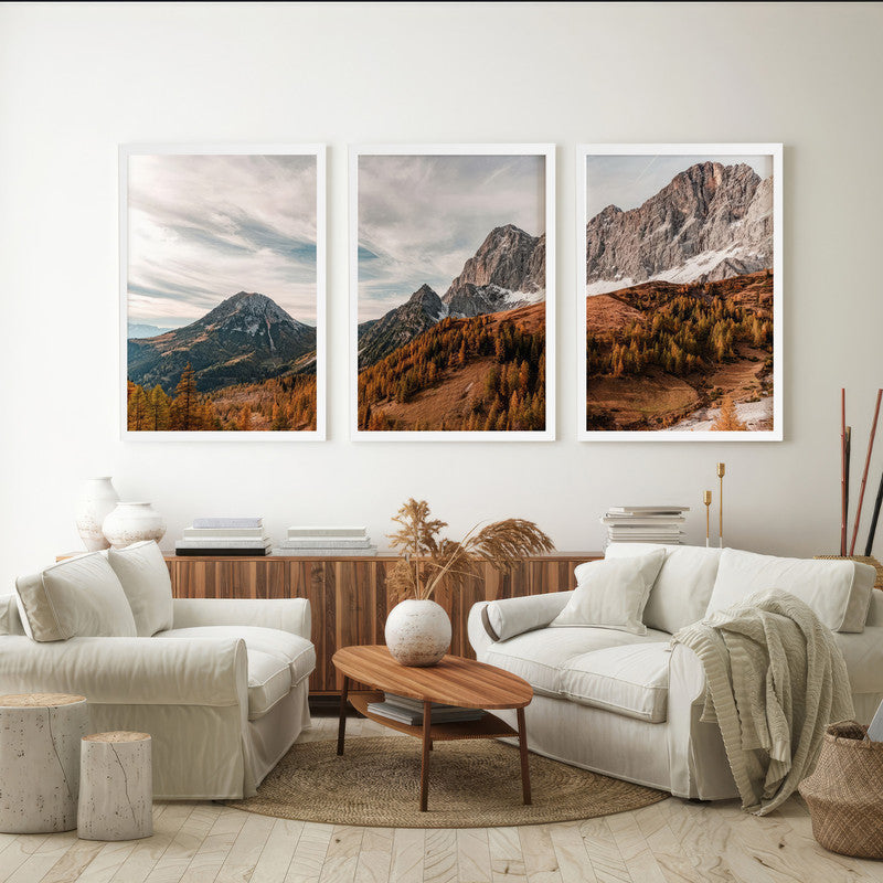 LuxuryStroke's Mountain Landscape Artwork, Nature Painting Landscapeand Acrylic Landscape Painting - Aesthetic Landscape Paintings - Mountain & Snow - Set of 3