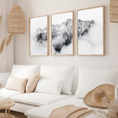 LuxuryStroke's Mountain Landscape Artwork, Nature Painting Landscapeand Acrylic Landscape Painting - Landscape Artistry: Trio Of Snowy Mountain Masterpieces