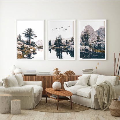 LuxuryStroke's Nature Painting Landscape, Beautiful Landscape Artand Landscape Painting Artwork - Landscape Art - Paintings Of Flowing Waters And Verdant Trees - Set of 3