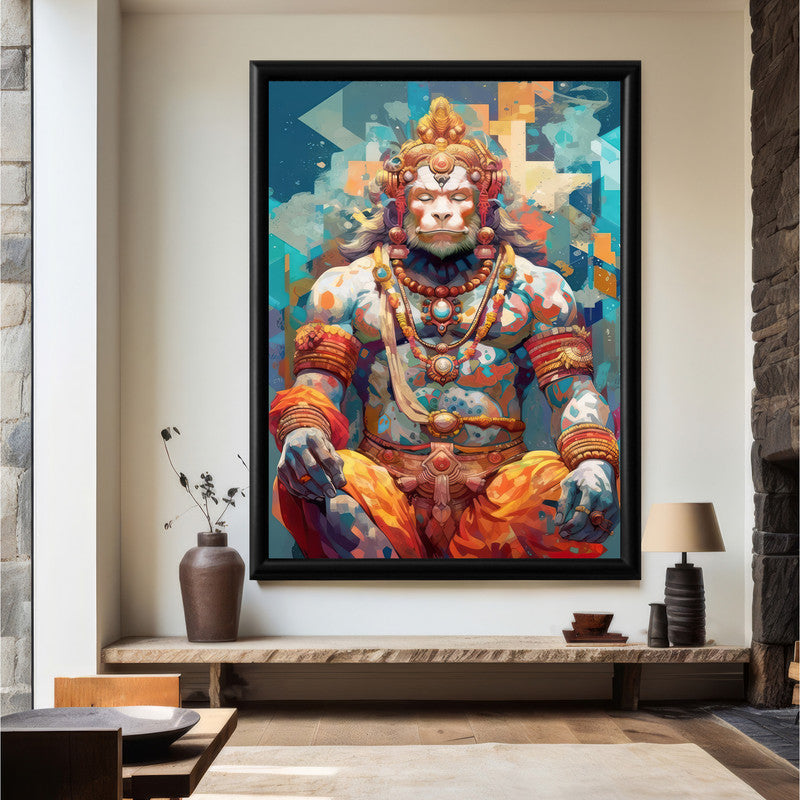 LuxuryStroke's Hanuman Ji Paintings, Spiritual Paintingsand God Hanuman Ji Painting - Hanuman's Divine Aura: Abstract Spiritual Artistry