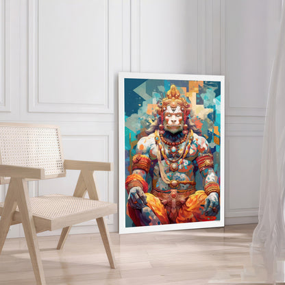 LuxuryStroke's Hanuman Ji Paintings, Spiritual Paintingsand God Hanuman Ji Painting - Hanuman's Divine Aura: Abstract Spiritual Artistry