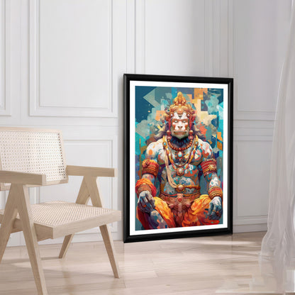 LuxuryStroke's Hanuman Ji Paintings, Spiritual Paintingsand God Hanuman Ji Painting - Hanuman's Divine Aura: Abstract Spiritual Artistry