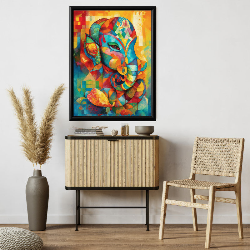 LuxuryStroke's Acrylic Ganesha Painting, Creative Ganesha Paintingand Modern Art Of Ganpati - Ganesha Art Masterpiece: Spiritual Art In Vibrant Hues