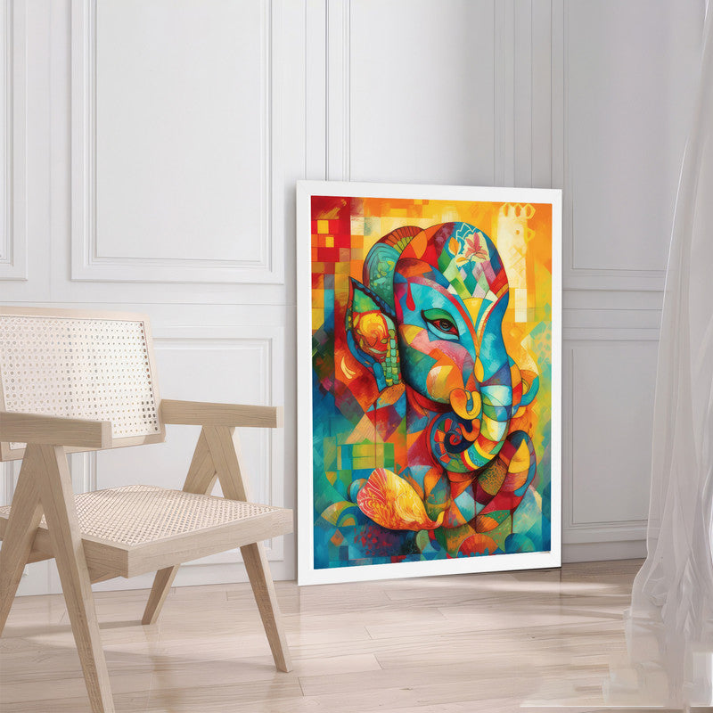 LuxuryStroke's Acrylic Ganesha Painting, Creative Ganesha Paintingand Modern Art Of Ganpati - Ganesha Art Masterpiece: Spiritual Art In Vibrant Hues