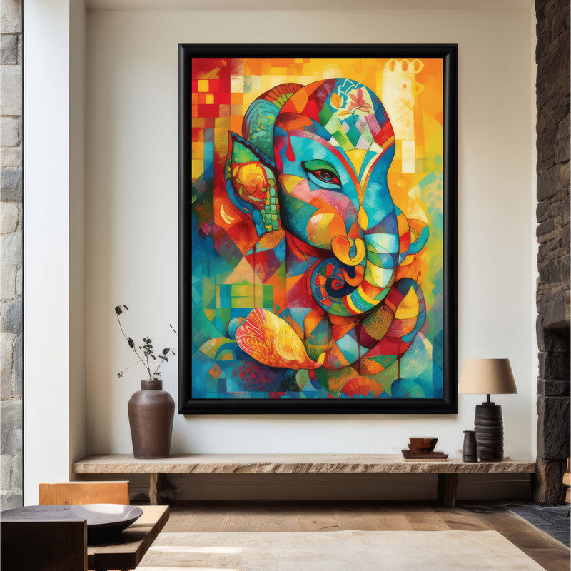 LuxuryStroke's Acrylic Ganesha Painting, Creative Ganesha Paintingand Modern Art Of Ganpati - Ganesha Art Masterpiece: Spiritual Art In Vibrant Hues