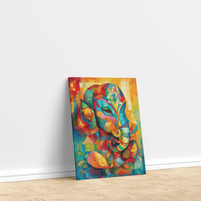 LuxuryStroke's Acrylic Ganesha Painting, Creative Ganesha Paintingand Modern Art Of Ganpati - Ganesha Art Masterpiece: Spiritual Art In Vibrant Hues