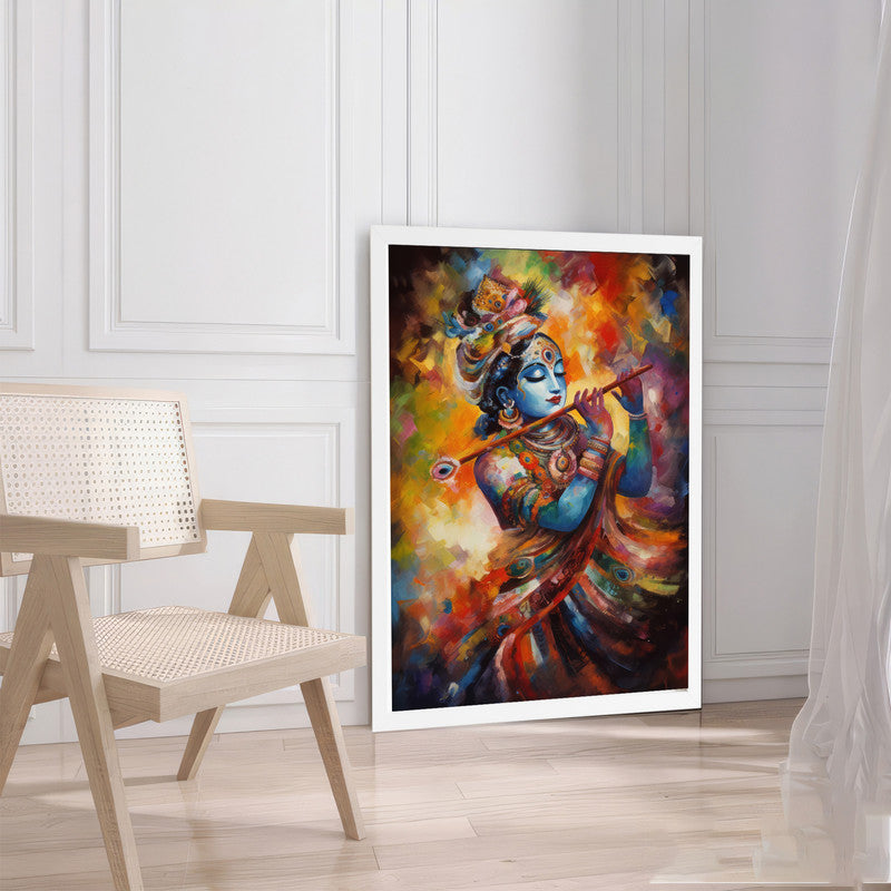 LuxuryStroke's Krishna Art Painting, Radha Krishna Abstract Paintingand Abstract Painting Of Radha Krishna - Krishna Spiritual Masterpiece: Spiritual Art In Vibrant Hues
