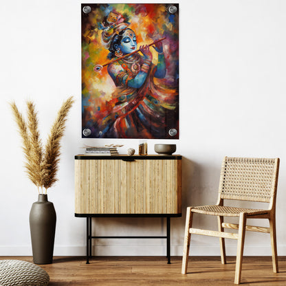 LuxuryStroke's Krishna Art Painting, Radha Krishna Abstract Paintingand Abstract Painting Of Radha Krishna - Krishna Spiritual Masterpiece: Spiritual Art In Vibrant Hues